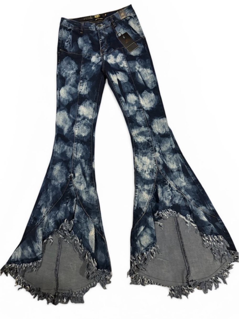 Lucky & Blessed Western Flare Jeans - Acid Dye w/ Frayed Hem